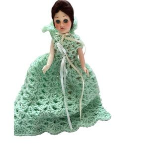 Vintage MCM Dimestore Plastic Doll Crocheted Dress 8”